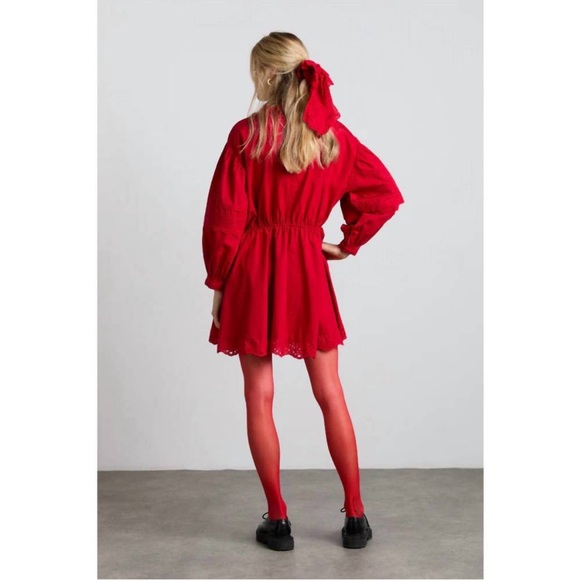 Brand New! Damson Madder Clancy All Over Embroidered Mini Dress Red, 14 (US 10) - Picture 2 of 9